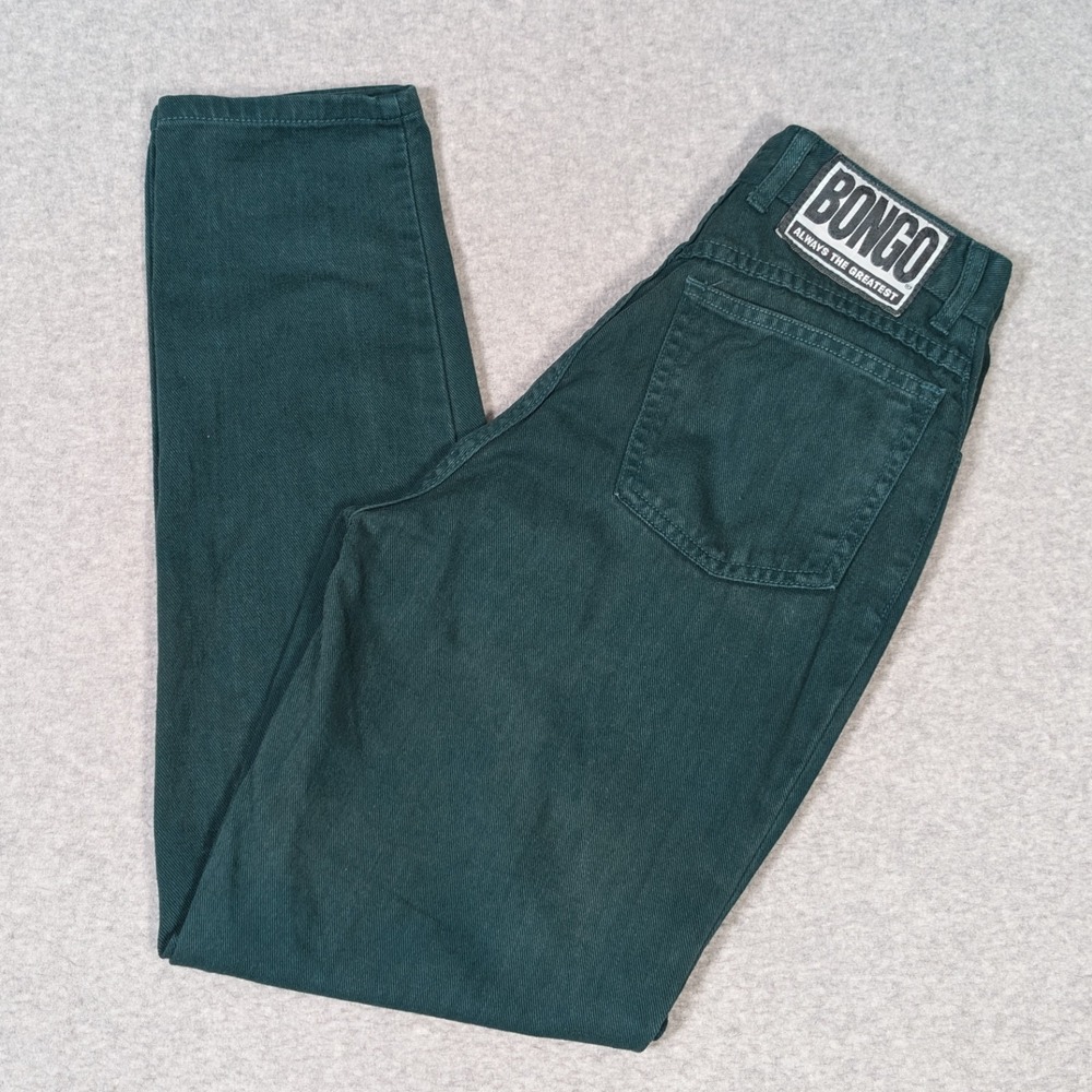 Vtg Bongo Gene Montesano Jeans Womens Size 5 Tapered High Waist Green USA Made